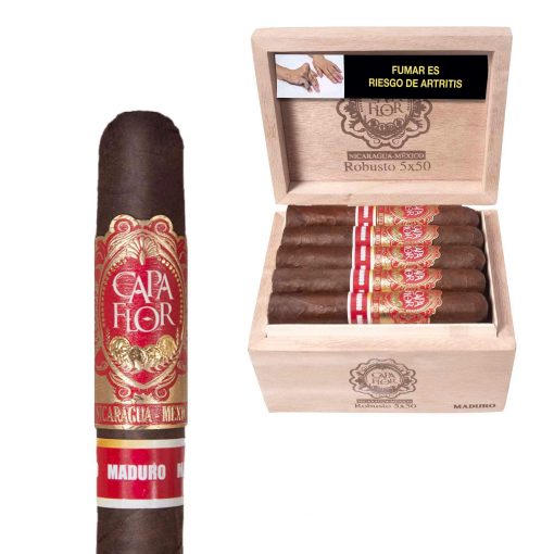 CAPA FLOR ROBUSTO CAJA EN ACABADO NATURAL CON 20 PUROS MADUROS