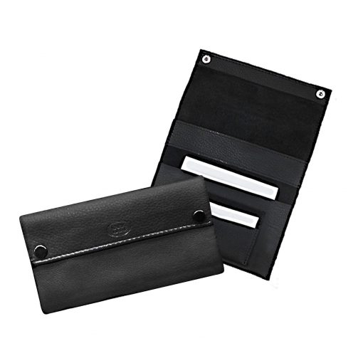 TABAQUERA PARK LANE PIEL VACUNO DOS BROCHES COLOR NEGRO