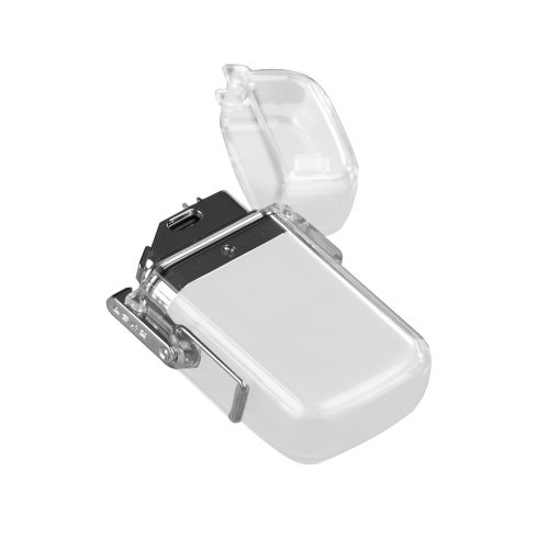 ENCENDEDOR ELÉCTRICO RECARGABLE DOBLE ARCO IMPERMEABLE DE CARCASA TRANSPARENTE  COLOR BLANCO - Image 4