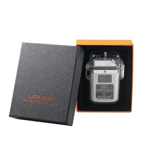 ENCENDEDOR ELÉCTRICO RECARGABLE DOBLE ARCO IMPERMEABLE DE CARCASA TRANSPARENTE  COLOR BLANCO - Image 5