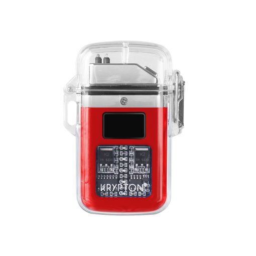 ENCENDEDOR ELÉCTRICO RECARGABLE DOBLE ARCO IMPERMEABLE DE CARCASA TRANSPARENTE  COLOR ROJO