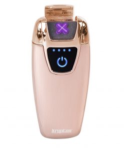 ENCENDEDOR DE PLASMA RECARGABLE CON DOBLE ARCO CON LUZ LED Y ENCENDIDO TOUCH COLOR ORO ROSA