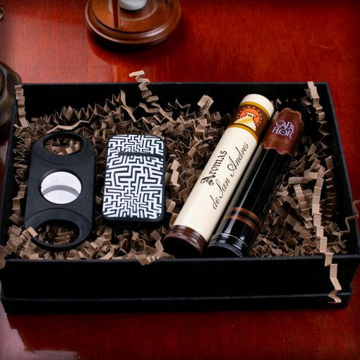 SET DE REGALO ENCENDEDOR ZENGAZ  CON 2 PUROS EN TUBO DE LAUMINIO Y CORTAPUROS - Image 2