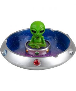 CENICERO REDONDO BICOLOR DISEÑO PLATILLO VOLADOR CON ALIEN EN MEDIO