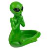 CENICERO COLOR VERDE EN FORMA DE ALIEN MEDITANDO