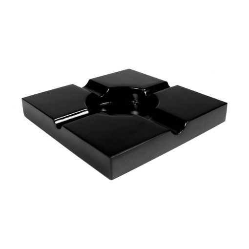CENICERO PARK LANE DE MADERA CUADRADO NEGRO BRILLANTE PARA CIGARRILLOS Y PUROS