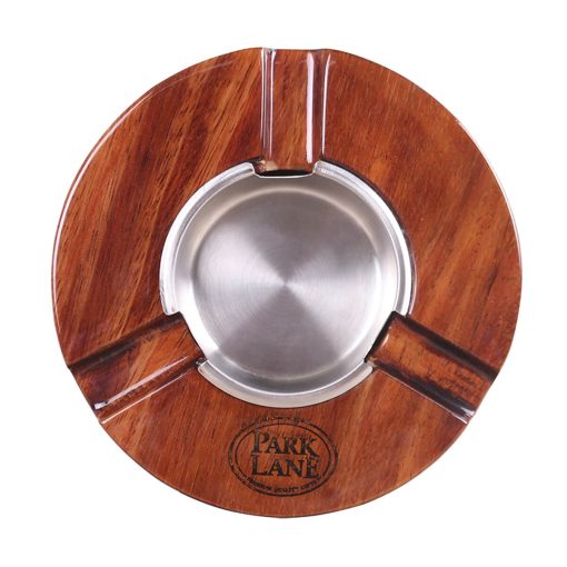 CENICERO PARK LANE CIRCULAR CHICO BRILLANTE DE MADERA DE PAROTA PARA 3 PUROS CON CAZOLETA - Image 2