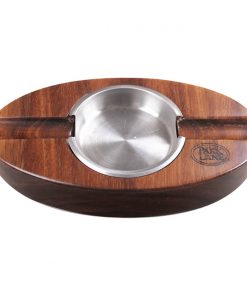 CENICERO PARK LANE OVALADO SEMI MATE DE MADERA DE PAROTA PARA 2 PUROS CON CAZOLETA