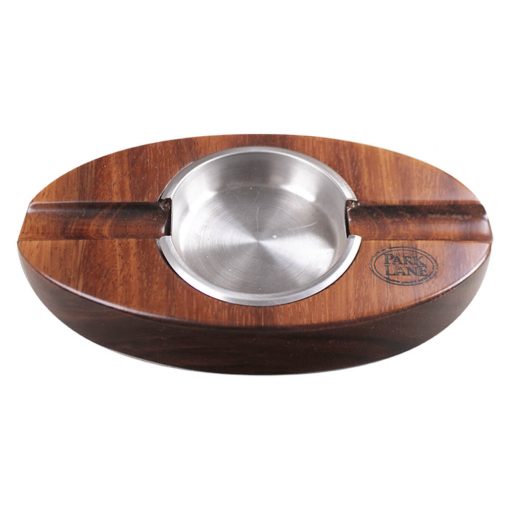 CENICERO PARK LANE OVALADO SEMI MATE DE MADERA DE PAROTA PARA 2 PUROS CON CAZOLETA