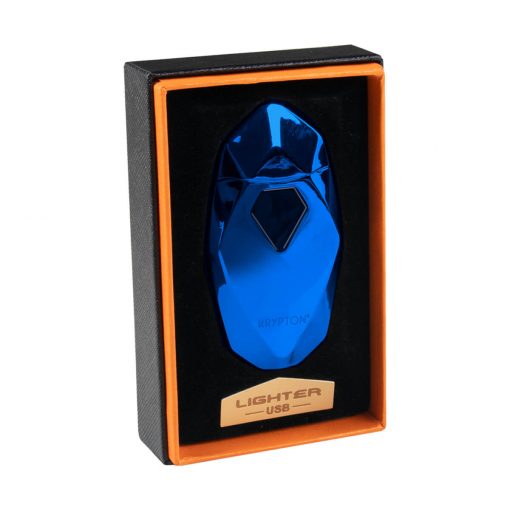 ENCENDEDOR ELECTRICO RECARGABLE DOBLE ARCO DISE O ROMBO COLOR AZUL BRILLANTE - Image 4