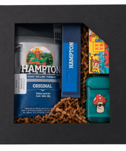 SET TABACO PICADO HAMPTON ORIGINAL, ROLADORA DE PLASTICO, ENCENDEDOR ZENGAZ HONGO Y PAPEL NAAR