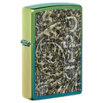 ENCENDEDOR ZIPPO DISEÑO GRECAS ANTIGUAS VERDE TEAL LOGO ZIPPO
