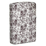ENCENDEDOR ZIPPO BLANCO DISEÑO CRANEOS BRILLANTE EN OBSCURIDAD