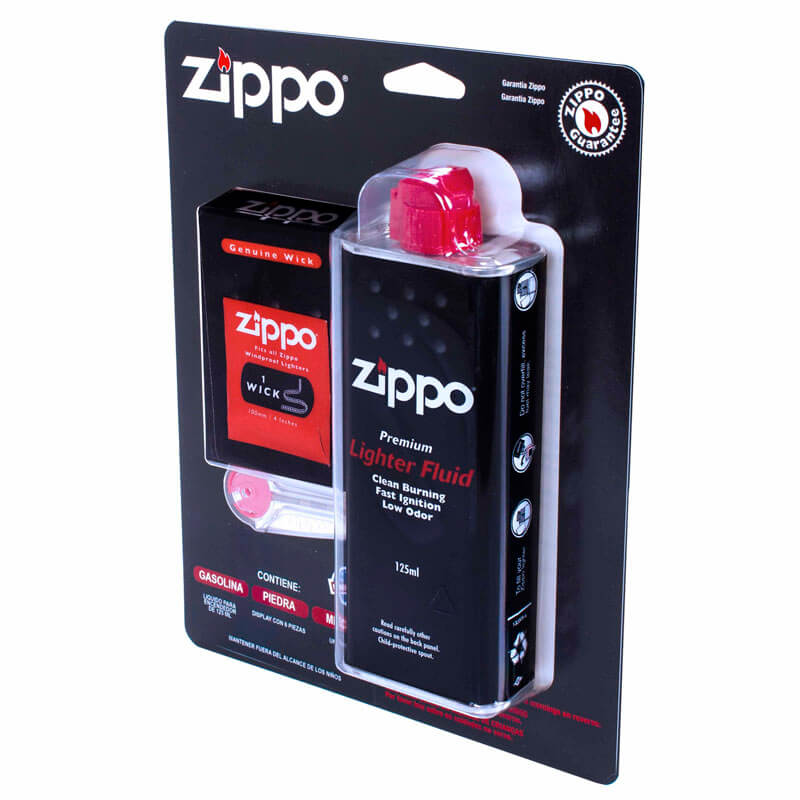 ⭐ Kit Zippo Combustible Gasolina Zippo Fuel 4oz + Mecha + Piedras x6