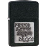 ENCENDEDOR ZIPPO NEGRO AGRIETADO EMBLEMA ZIPPO PEWTER