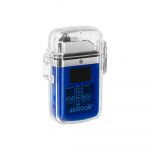 ENCEDEDOR ELECTRICO RECARGABLE DOBLE ARCO IMPERMEABLE DE CARCASA TRANSPARENTE  COLOR AZUL
