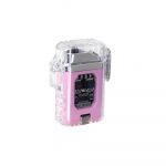 ENCEDEDOR ELECTRICO RECARGABLE DOBLE ARCO IMPERMEABLE DE CARCASA TRANSPARENTE  COLOR ROSA
