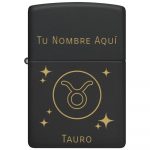 ENCENDEDOR ZIPPO NEGRO MATE CON SIGNO ZODIACAL
